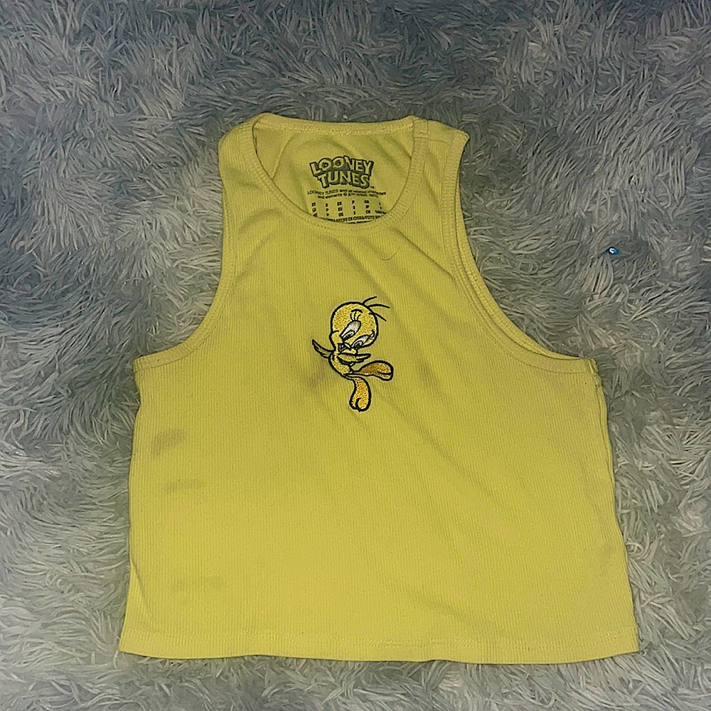 Yellow tweedy bird crop top